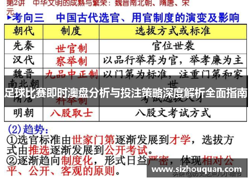 足球比赛即时澳盘分析与投注策略深度解析全面指南